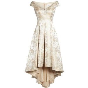 Eliza J Gold Shimmer High/Low Dress Mother of the Bride Sequin Size 4 Wedding